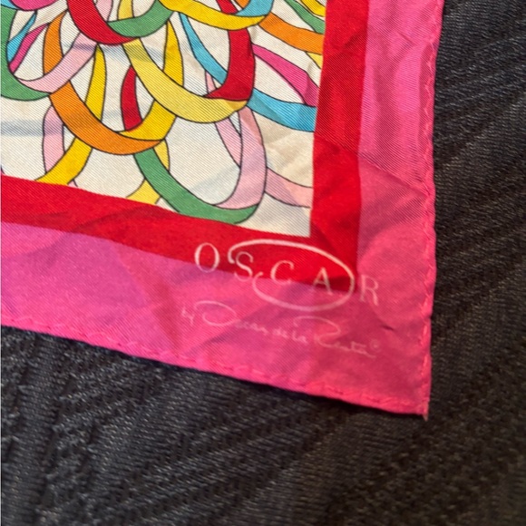 Oscar by Oscar de la Renta 100% Silk Scarf – Multicolor Floral Ribbon Print - Picture 2 of 6